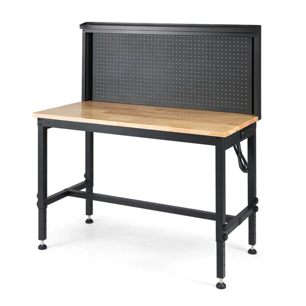 48 Inch Heavy Duty Workbench with AC/USB Outlets and Pegboard-Natural - Natural - Garages