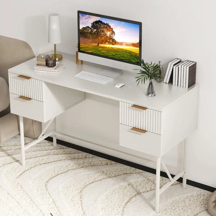 48 Inch Home Office Computer Desk with 4 Drawers-White Costway