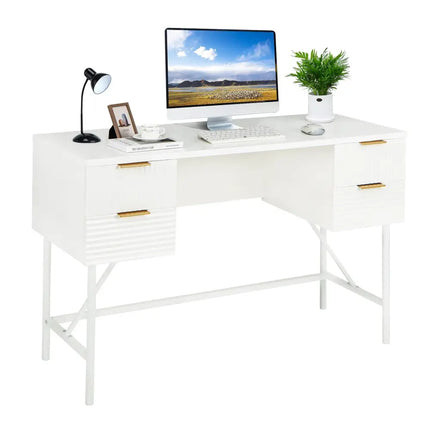 48 Inch Home Office Computer Desk with 4 Drawers-White Costway