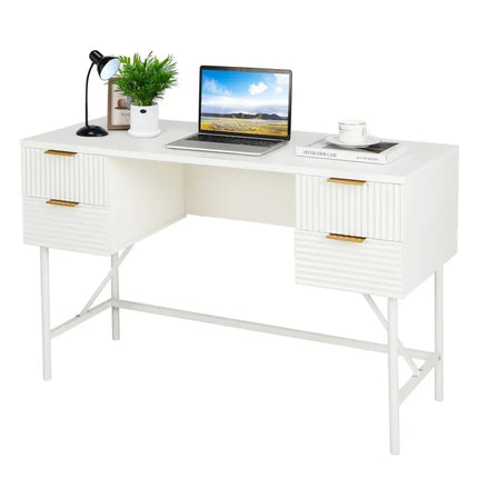 48 Inch Home Office Computer Desk with 4 Drawers-White Costway