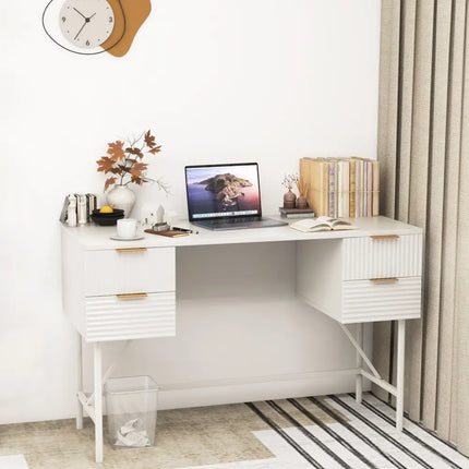 48 Inch Home Office Computer Desk with 4 Drawers-White Costway