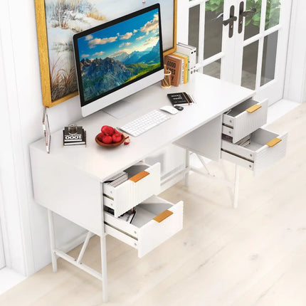 48 Inch Home Office Computer Desk with 4 Drawers-White Costway