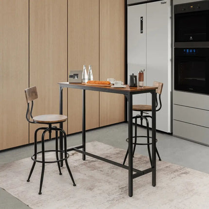 48 Inch Industrial Pub Dining Table with Steel Frame-Rustic Brown - Rustic Brown - Bar Tables