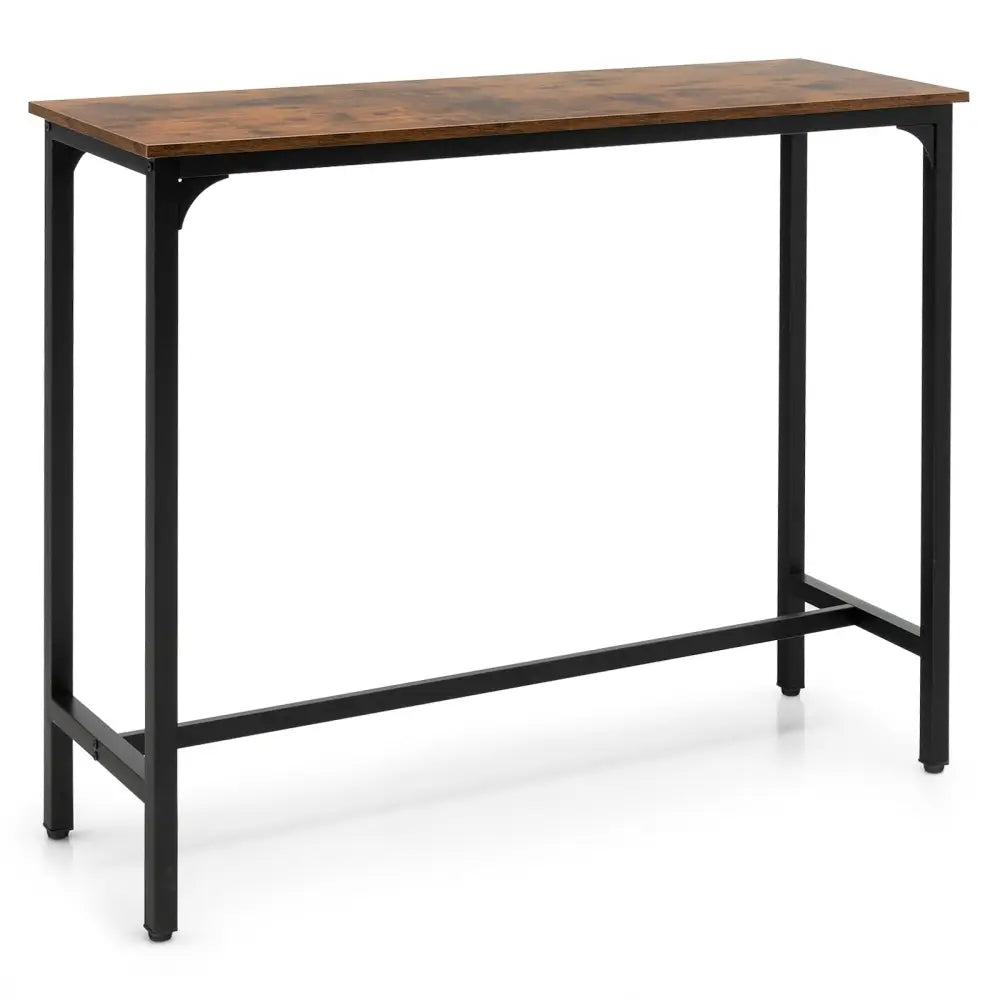 48 Inch Industrial Pub Dining Table with Steel Frame-Rustic Brown - Rustic Brown - Bar Tables