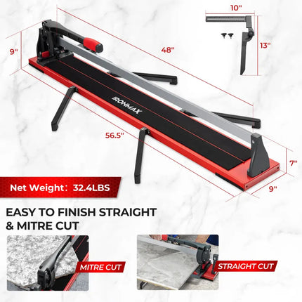 48 Inch Manual Tile Cutter Porcelain Cutter Machine - Black - Garages