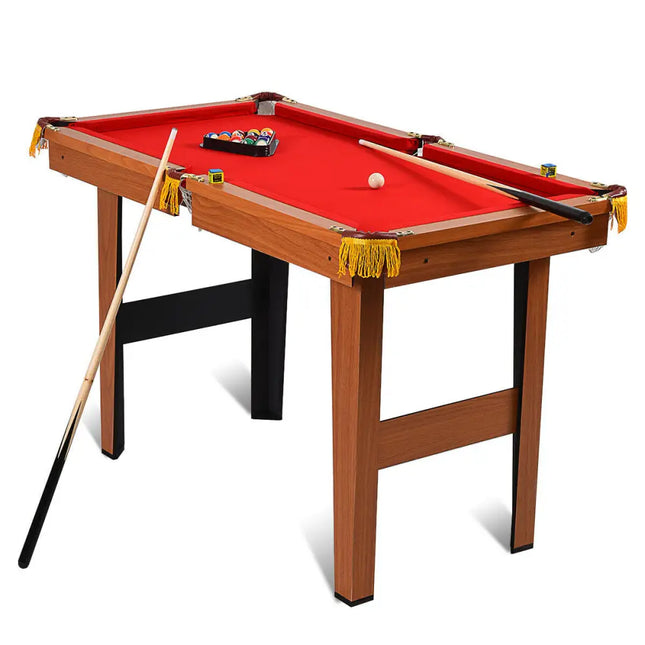 48 Inch Mini Table Top Pool Table Game Billiard Set - Red - Game Room
