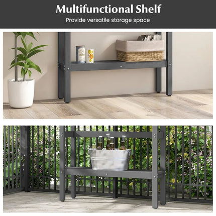 48 Inch Patio Pub Height Table with Storage Shelf and Adjustable Foot Pads-Gray - Gray - Patio Coffee Tables