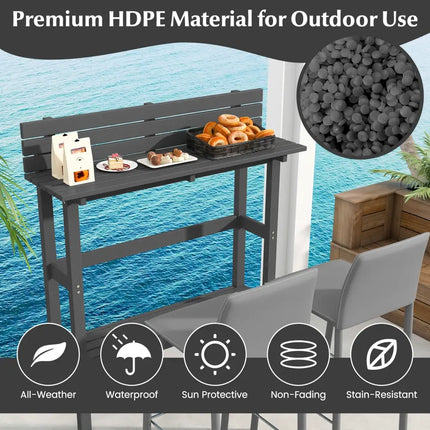48 Inch Patio Pub Height Table with Storage Shelf and Adjustable Foot Pads-Gray - Gray - Patio Coffee Tables