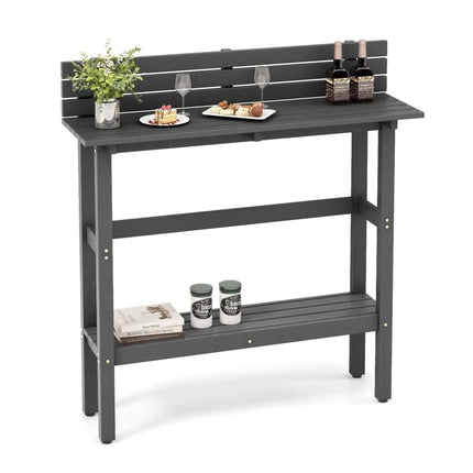 48 Inch Patio Pub Height Table with Storage Shelf and Adjustable Foot Pads-Gray - Gray - Patio Coffee Tables