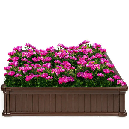 48 Inch Raised Garden Bed Planter for Flower Vegetables Patio-Brown - Brown - Raised Garden Beds