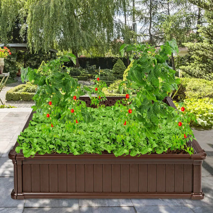 48 Inch Raised Garden Bed Planter for Flower Vegetables Patio-Brown - Brown - Raised Garden Beds
