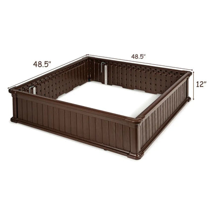 48 Inch Raised Garden Bed Planter for Flower Vegetables Patio-Brown - Brown - Raised Garden Beds