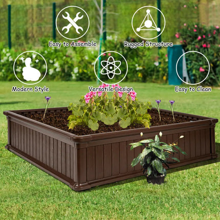 48 Inch Raised Garden Bed Planter for Flower Vegetables Patio-Brown - Brown - Raised Garden Beds