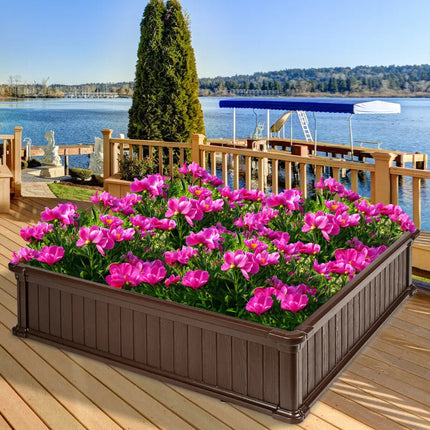 48 Inch Raised Garden Bed Planter for Flower Vegetables Patio-Brown - Brown - Raised Garden Beds