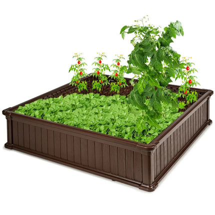 48 Inch Raised Garden Bed Planter for Flower Vegetables Patio-Brown - Brown - Raised Garden Beds