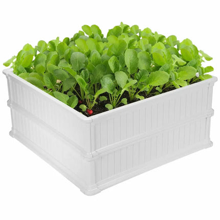 48 Inch Raised Garden Bed Planter for Flower Vegetables Patio-White - White - Raised Garden Beds