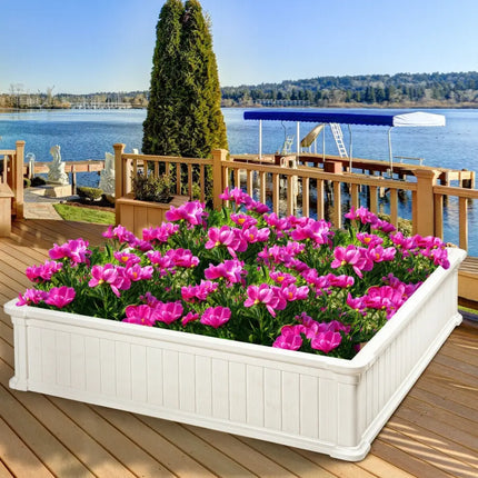 48 Inch Raised Garden Bed Planter for Flower Vegetables Patio-White - White - Raised Garden Beds