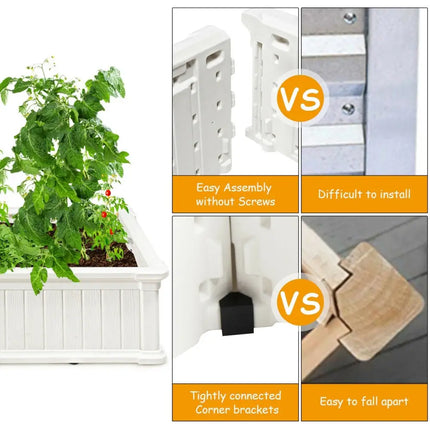 48 Inch Raised Garden Bed Planter for Flower Vegetables Patio-White - White - Raised Garden Beds