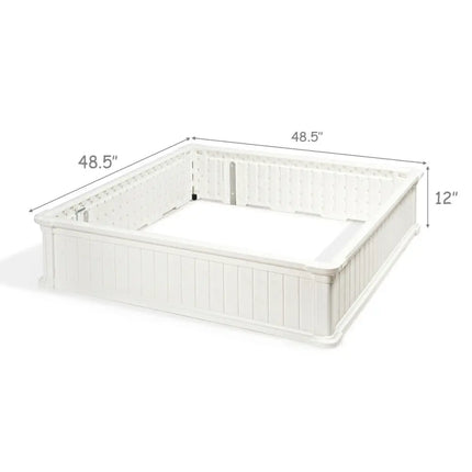 48 Inch Raised Garden Bed Planter for Flower Vegetables Patio-White - White - Raised Garden Beds