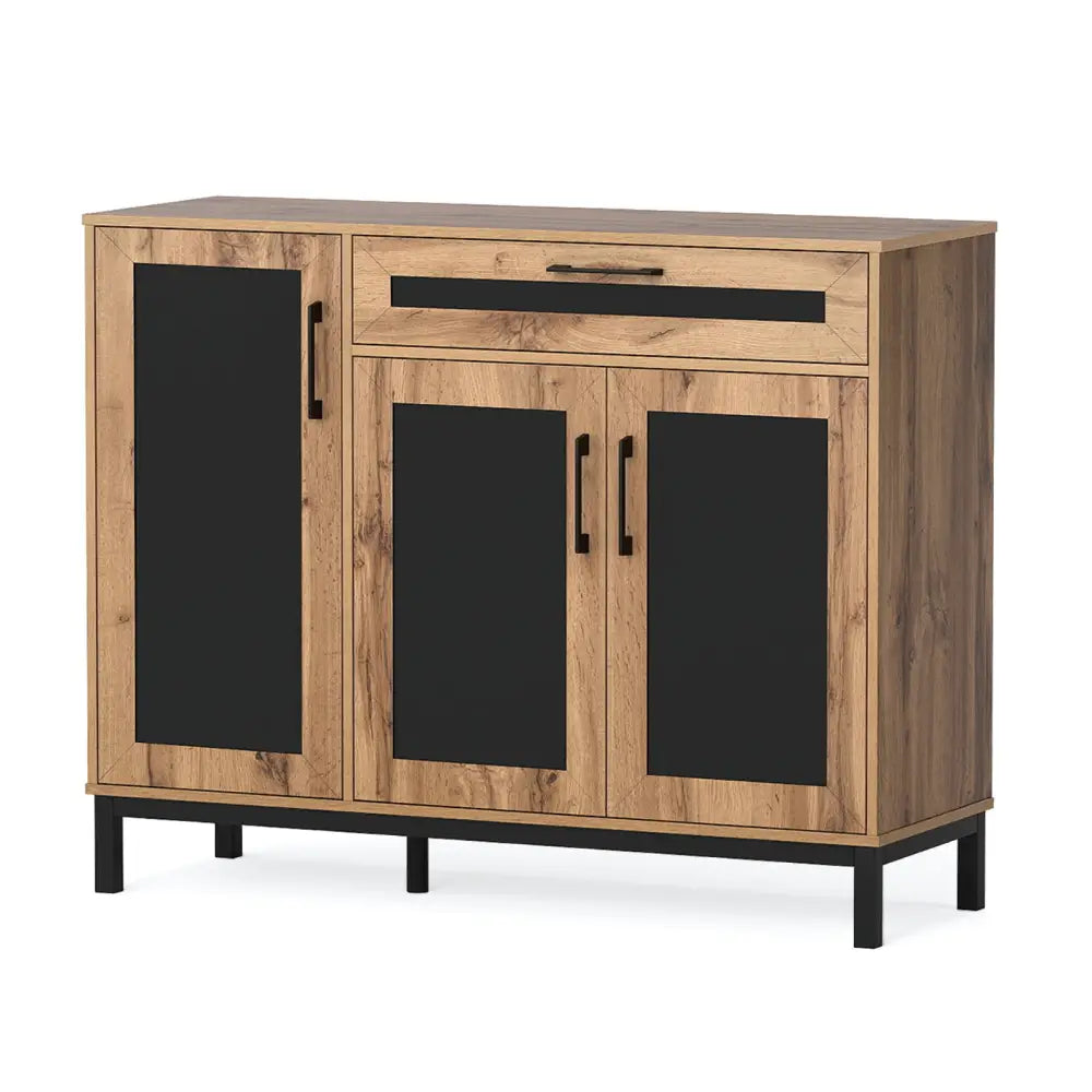 48 Inch Sideboard Buffet Cabinet with Drawer and Metal Legs-Natural - Natural - Sideboards Cabinets & Buffets