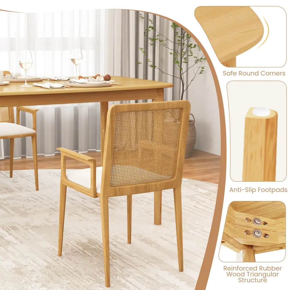 48 Inch Solid Wood Dining Table with Rubber Wood Supporting Legs for Kitchen Dining Room-Natural - Natural - Dining