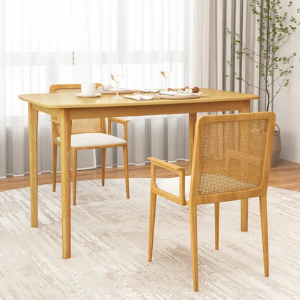 48 Inch Solid Wood Dining Table with Rubber Wood Supporting Legs for Kitchen Dining Room-Natural Costway
