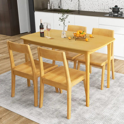 48 Inch Solid Wood Dining Table with Rubber Wood Supporting Legs for Kitchen Dining Room-Natural Costway