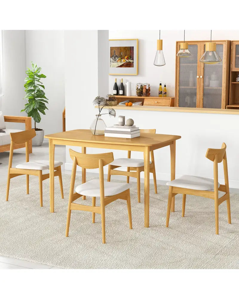 48 Inch Solid Wood Dining Table with Rubber Wood Supporting Legs for Kitchen Dining Room-Natural - Natural - Dining