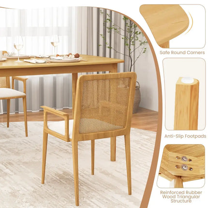 48 Inch Solid Wood Dining Table with Rubber Wood Supporting Legs for Kitchen Dining Room-Natural Costway