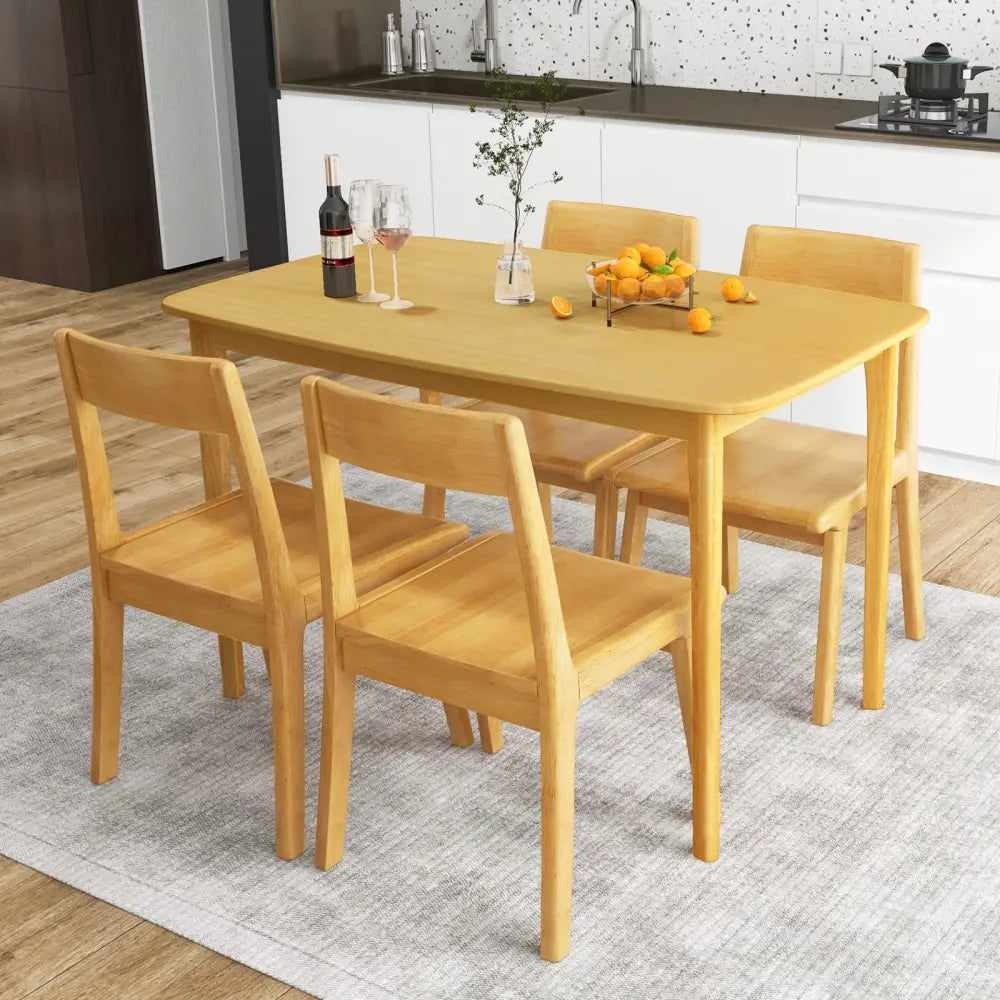 48 Inch Solid Wood Dining Table with Rubber Wood Supporting Legs for Kitchen Dining Room-Natural - Natural - Dining