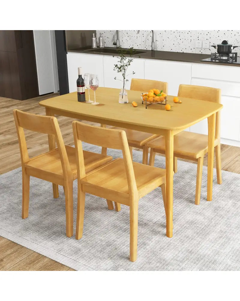 48 Inch Solid Wood Dining Table with Rubber Wood Supporting Legs for Kitchen Dining Room-Natural - Natural - Dining