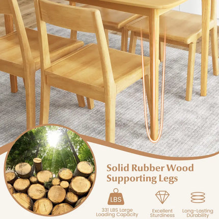 48 Inch Solid Wood Dining Table with Rubber Wood Supporting Legs for Kitchen Dining Room-Natural Costway