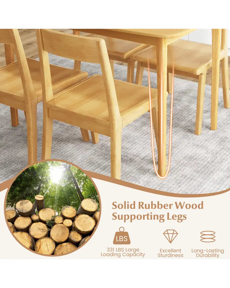 48 Inch Solid Wood Dining Table with Rubber Wood Supporting Legs for Kitchen Dining Room-Natural - Natural - Dining