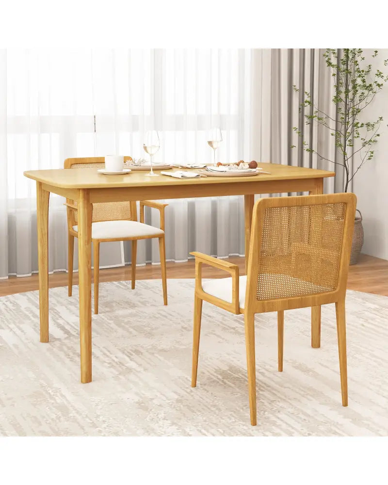 48 Inch Solid Wood Dining Table with Rubber Wood Supporting Legs for Kitchen Dining Room-Natural - Natural - Dining