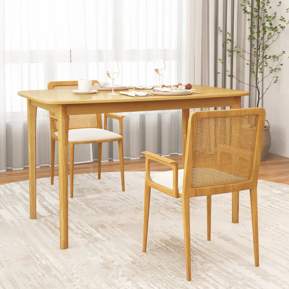 48 Inch Solid Wood Dining Table with Rubber Wood Supporting Legs for Kitchen Dining Room-Natural - Natural - Dining