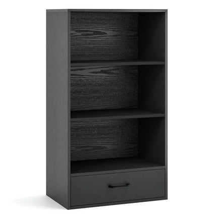 48 Inch Tall 4 Tiers Wood Bookcase with Drawer-Black Costway