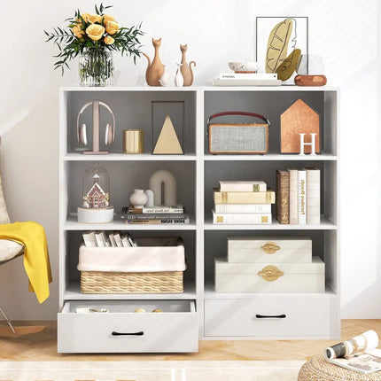 48 Inch Tall 4 Tiers Wood Bookcase with Drawer-White Costway