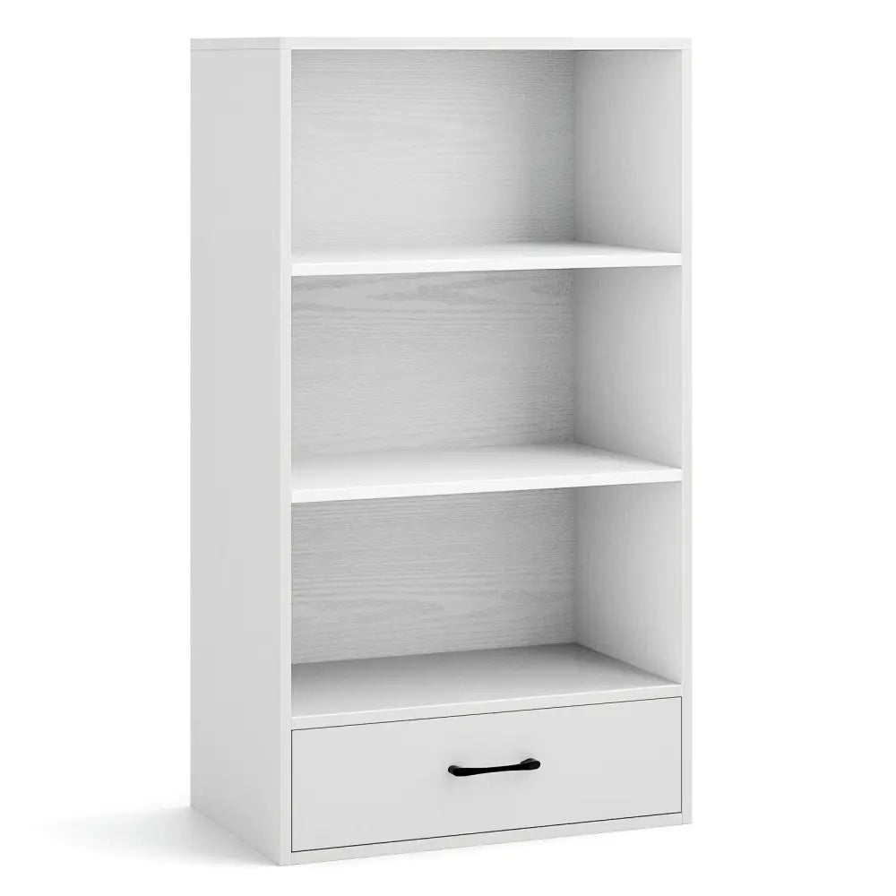 48 Inch Tall 4 Tiers Wood Bookcase with Drawer-White - White - Bookcases
