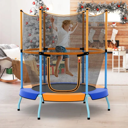 48 Inch Toddler Trampoline with Safety Enclosure Net-Orange - Orange - Trampolines