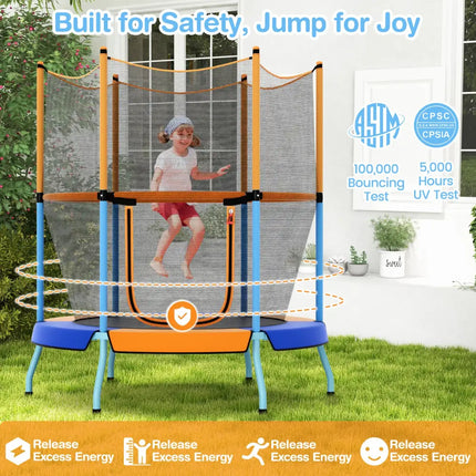 48 Inch Toddler Trampoline with Safety Enclosure Net-Orange - Orange - Trampolines