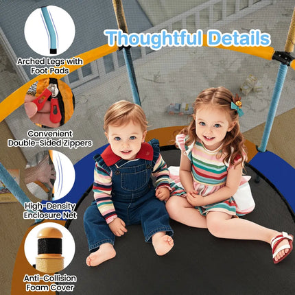 48 Inch Toddler Trampoline with Safety Enclosure Net-Orange - Orange - Trampolines