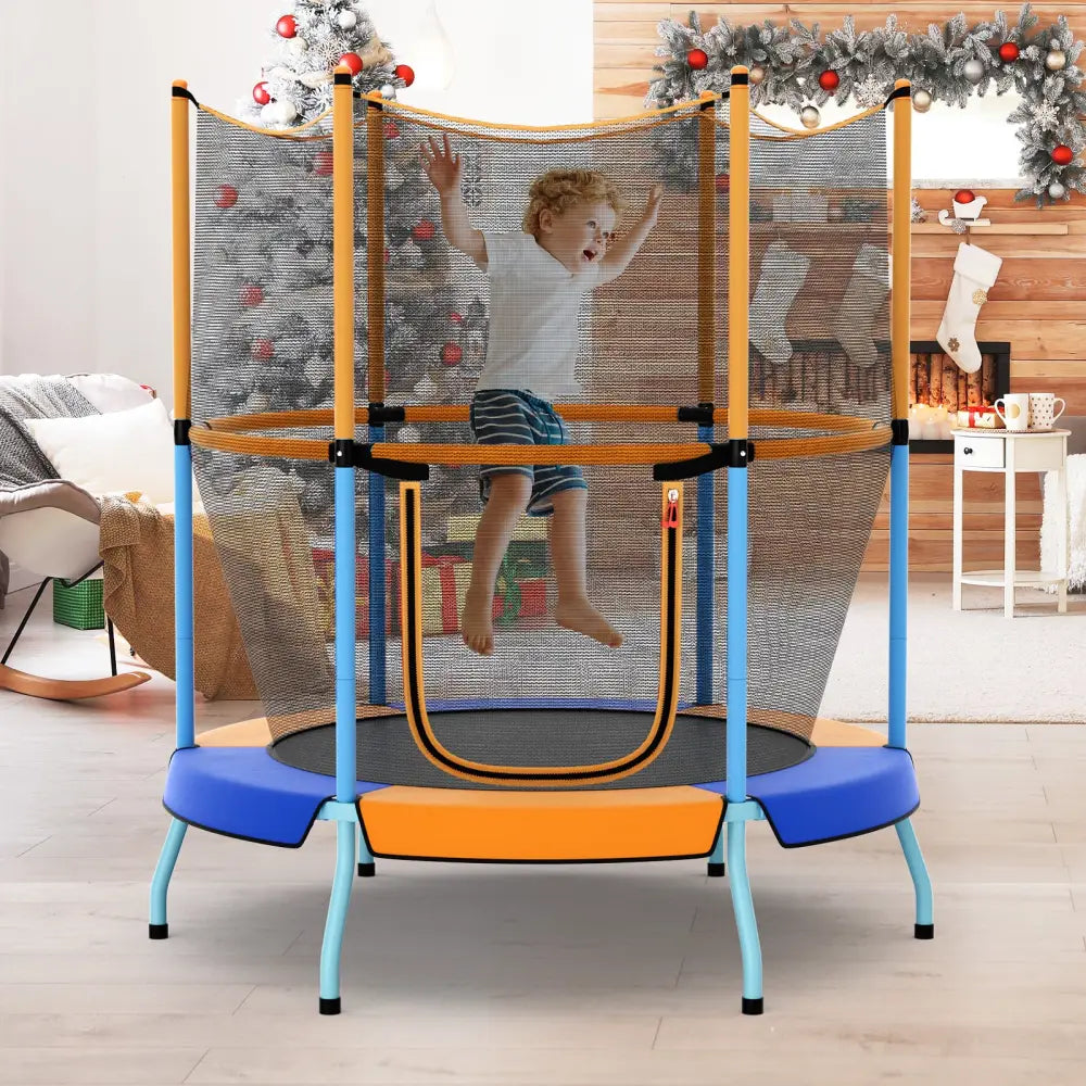 48 Inch Toddler Trampoline with Safety Enclosure Net-Orange - Orange - Trampolines