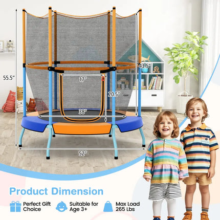 48 Inch Toddler Trampoline with Safety Enclosure Net-Orange - Orange - Trampolines