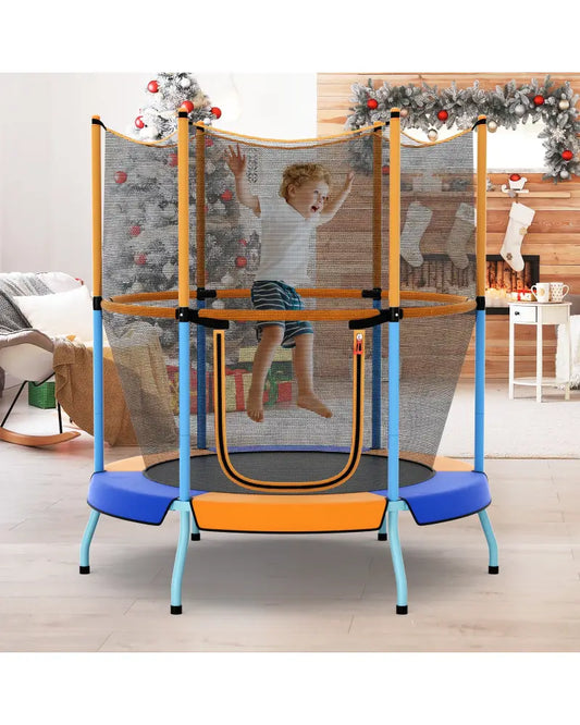 48 Inch Toddler Trampoline with Safety Enclosure Net-Orange - Orange - Trampolines