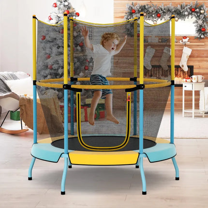 48 Inch Toddler Trampoline with Safety Enclosure Net-Yellow - Yellow - Trampolines
