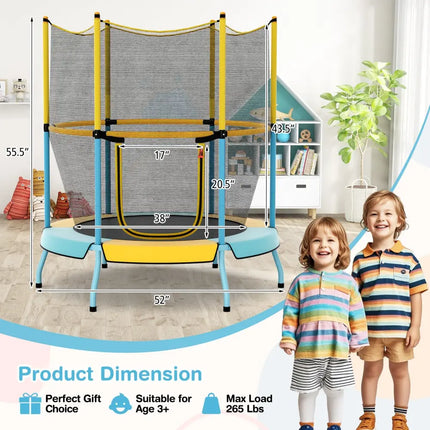 48 Inch Toddler Trampoline with Safety Enclosure Net-Yellow - Yellow - Trampolines