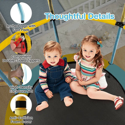 48 Inch Toddler Trampoline with Safety Enclosure Net-Yellow - Yellow - Trampolines