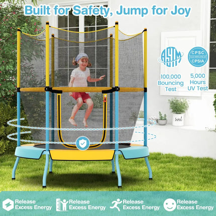 48 Inch Toddler Trampoline with Safety Enclosure Net-Yellow - Yellow - Trampolines