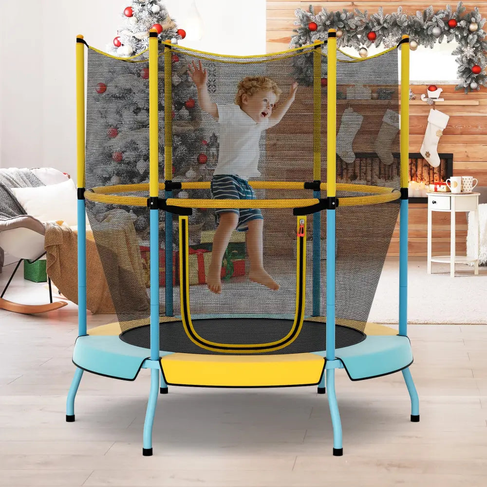 48 Inch Toddler Trampoline with Safety Enclosure Net-Yellow - Yellow - Trampolines