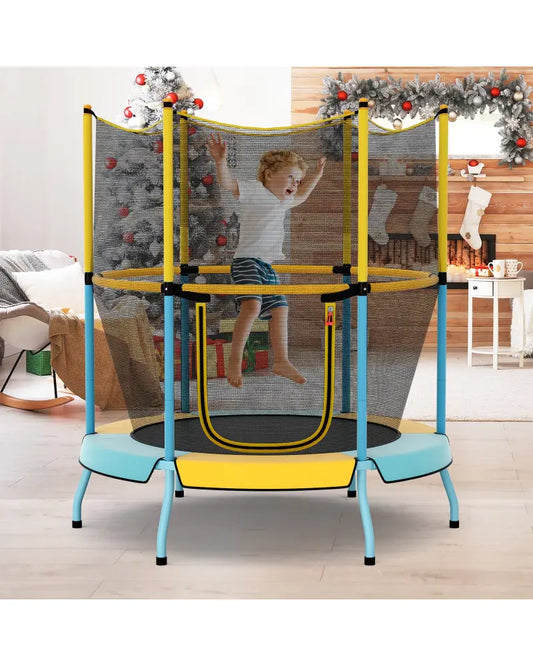 48 Inch Toddler Trampoline with Safety Enclosure Net-Yellow - Yellow - Trampolines